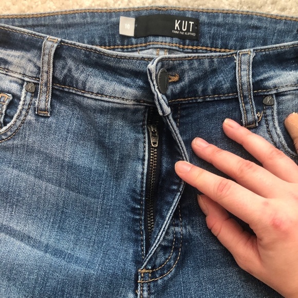 Kut From The Kloth Donna Fab Ab High Waist Raw Hem Ankle Skinny Jeans Size 10 - Picture 7 of 13